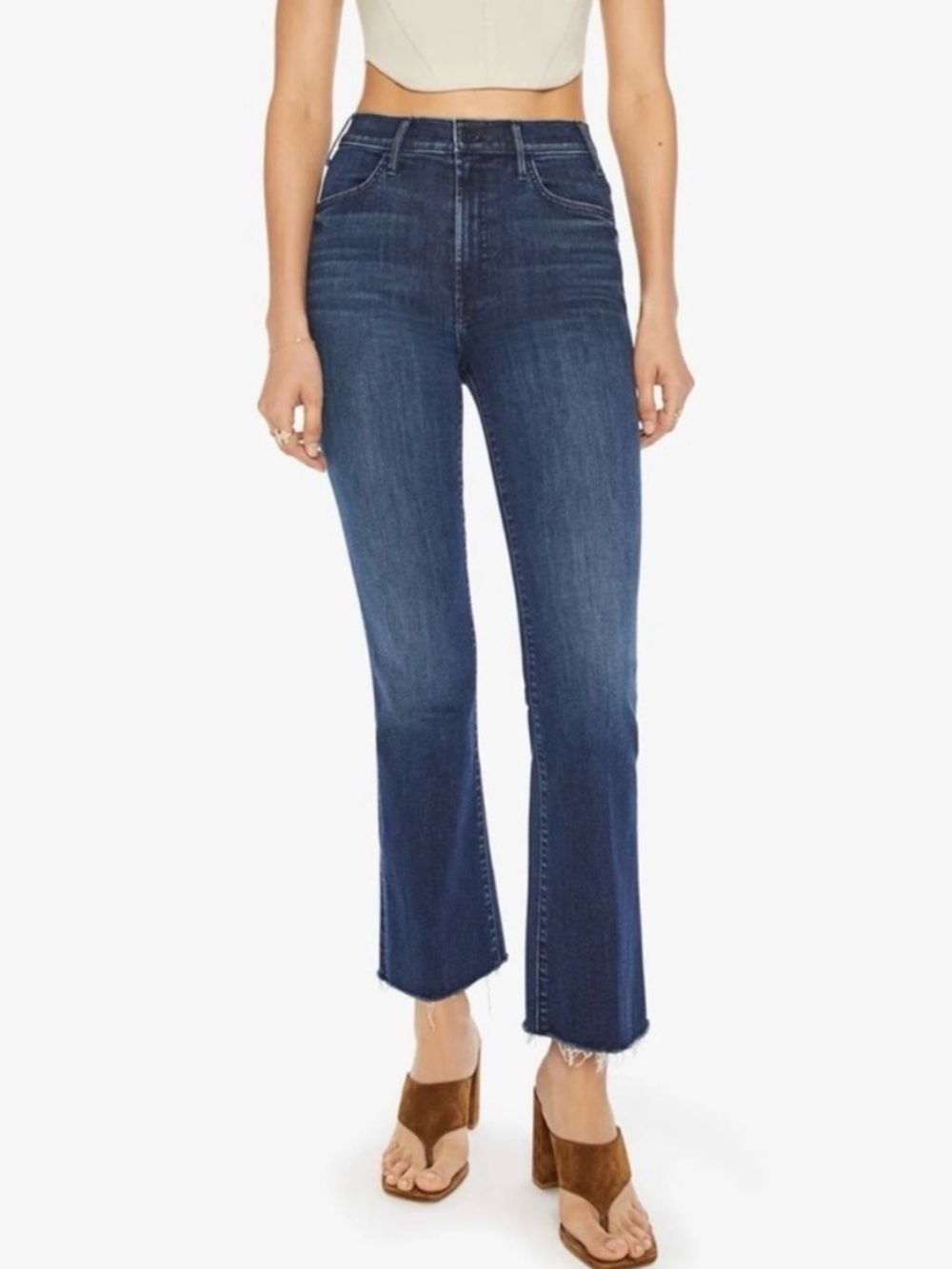 Mother Hustler Ankle Fray High Rise Jeans Mint Condition Size 26